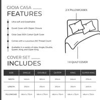 100% Cotton Vintage Washed Bed Quilt Cover Set - Charcoal - Single