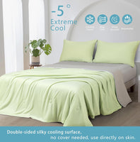 Ice Cooling Reversible Summer Comforter Blanket (Green and Grey, Single/Double)