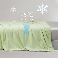 Ice Cooling Reversible Summer Comforter Blanket (Green and Grey, Single/Double)