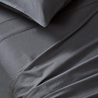 Vintage Washed 100% Cotton Sheet Set with 1 Pillowcases - Charcoal - Single