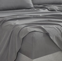 Vintage Washed Microfibre Sheet Set with 1 Pillowcase - Grey - Single