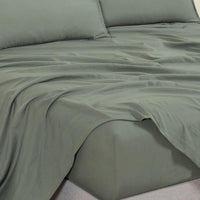 Vintage Washed Microfibre Sheet Set with 1 Pillowcase - Khaki Green - Single