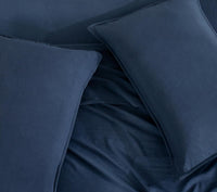 Vintage Washed Microfibre Sheet Set with 1 Pillowcase - Navy - Single