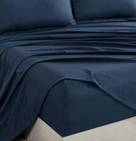 Vintage Washed Microfibre Sheet Set with 1 Pillowcase - Navy - Single