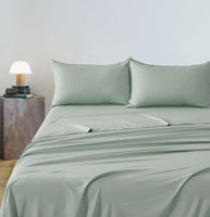 Vintage Washed Microfibre Sheet Set (Sage, Single)