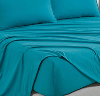 Vintage Washed Microfibre Sheet Set (Teal, Single)
