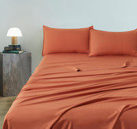 Vintage Washed Microfibre Sheet Set with 1 Pillowcase - Terracotta - Single