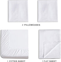 Vintage Washed Microfibre Sheet Set with 1 Pillowcase - White - Single