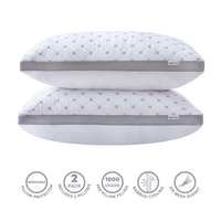 Luxury Bamboo Cooling Twin pack plush down-like pillows with 2 bonus quilted waterproof pillow protectors