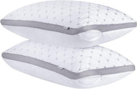 Premium Bamboo Cooling Twin Pack Plush Down-Like Pillows - Medium to High Profile (2PCS) - with Free 2 Quilted Pillow Protectors (Improved Version)