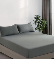100% Vintage Washed Microfibre Fitted Sheet Set – Ultra Soft & Lightweight All-Season Fitted Sheet with 2 Pillowcases (Gre...