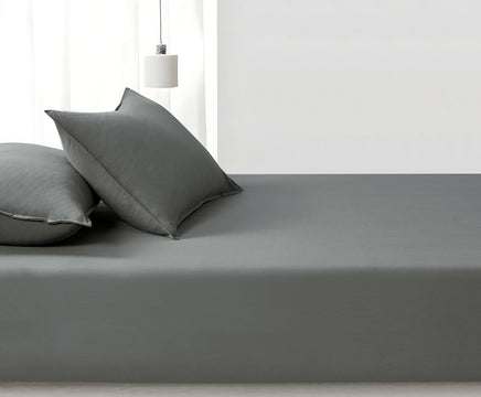 100% Vintage Washed Microfibre Fitted Sheet Set – Ultra Soft & Lightweight All-Season Fitted Sheet with 2 Pillowcases (Gre...