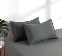100% Vintage Washed Microfibre Fitted Sheet Set – Ultra Soft & Lightweight All-Season Fitted Sheet with 2 Pillowcases (Gre...