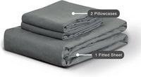 100% Vintage Washed Microfibre Fitted Sheet Set – Ultra Soft & Lightweight All-Season Fitted Sheet with 2 Pillowcases (Gre...