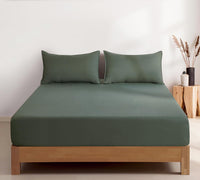 100% Vintage Washed Microfibre Fitted Sheet Set – Ultra Soft & Lightweight All-Season Fitted Sheet with 2 Pillowcases (Kha...
