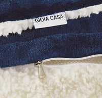 2-in-1 Teddy Sherpa Quilt Cover Set (Navy Blue, Double)