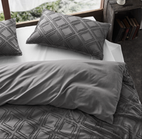 Tufted ultra soft microfiber quilt cover set-double smoke