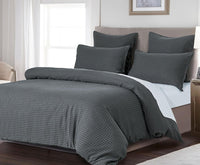 100% Premium Waffle Microfibre Quilt Cover Set (3Pcs) - Dark Grey - Double