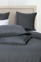 100% Premium Waffle Microfibre Quilt Cover Set (3Pcs) - Dark Grey - Double