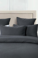 100% Premium Waffle Microfibre Quilt Cover Set (3Pcs) - Dark Grey - Double