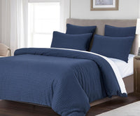 100% Premium Waffle Microfibre Quilt Cover Set (3Pcs) - Indigo - Double