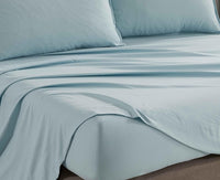 Vintage Washed Microfibre Sheet Set (Blue, Double)