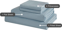 Vintage Washed Microfibre Sheet Set (Blue, Double)