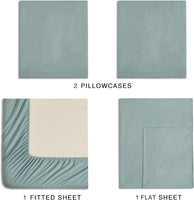 Vintage Washed Microfibre Sheet Set with 2 Pillowcases - Seafoam - Double