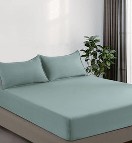 100% Vintage Washed Microfibre Fitted Sheet Set – Ultra Soft & Lightweight All-Season Fitted Sheet with 2 Pillowcases (Sea...