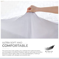 100% Ultra-Soft Cotton Quilted Anti-Microbial Mattress Cover Protector - White - Queen Size