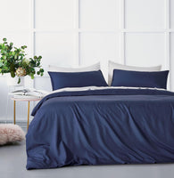 Bamboo Microfibre Quilt Cover Set - Navy - Queen