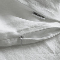 100% French Flax Linen Vintage Washed Soft Quilt Cover Set - White - Queen
