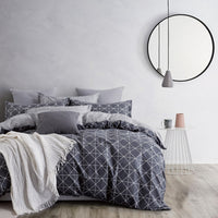 100% Cotton Reversible Quilt Cover Set - Manhattan -  Queen Size