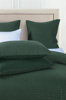 100% Premium Waffle Microfibre Quilt Cover Set (3Pcs) - Green - Queen