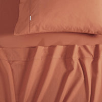 Vintage Washed 100% Cotton Soft Breathable Sheet Set - Brick - Queen