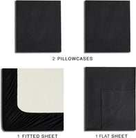 Vintage Washed Microfibre Sheet Set with 2 Pillowcases - Black - Queen