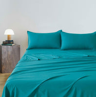 Vintage Washed Microfibre Sheet Set (Teal, Queen)