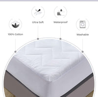 100% Ultra-Soft Cotton Quilted Anti-Microbial Mattress Cover Protector - King Size