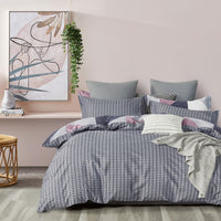 100% Cotton Reversible Quilt Cover Set - Dylan -  King Size