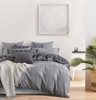 100% Cotton Reversible Quilt Cover Set - Manhattan -  King Size