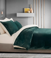 2-in-1 Teddy Sherpa Quilt Cover Set (Emerald Green, King)