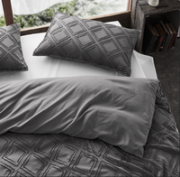 Tufted Ultra Soft Microfiber Quilt Cover Set - King - Smoke