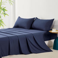 Bamboo Microfibre Sheet Set - Navy - King