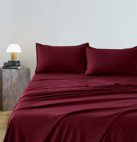 Vintage Washed Microfibre Sheet Set (Burgundy, King)