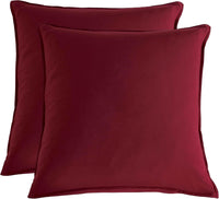 Twin Pack Vintage Washed Microfibre European Pillowcase (Burgundy, Square)