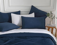 Vintage Washed Microfibre European Pillowcases - Set of 2 Luxurious European Pillow Covers - Navy