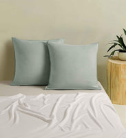 Twin Pack Vintage Washed Microfibre European Pillowcase (Sage, Square)