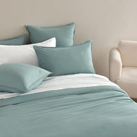 Vintage Washed Microfibre European Pillowcases - Set of 2 Luxurious European Pillow Covers - Seafoam