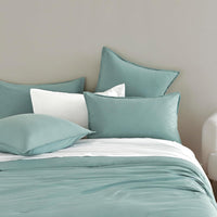 Vintage Washed Microfibre European Pillowcases - Set of 2 Luxurious European Pillow Covers - Seafoam