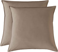 Twin Pack Vintage Washed Microfibre European Pillowcase (Truffle, Square)